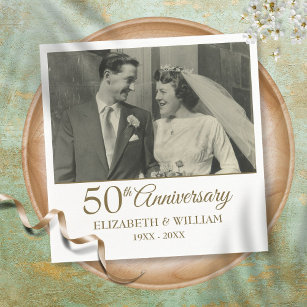 50周年記念写真結婚ナプキンス スタンダードカクテルナプキン