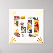 50周年記念写真結婚ホワイト金ゴールドアールデコ キャンバスプリント (正面)