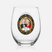 50周年記念写真結婚名日付 ステムなしワイングラス (正面)