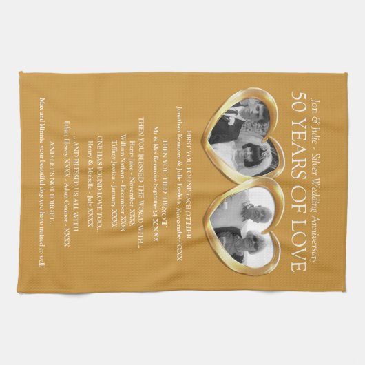 50周年記念写真結婚家族の物語の写真 キッチンタオル (横)