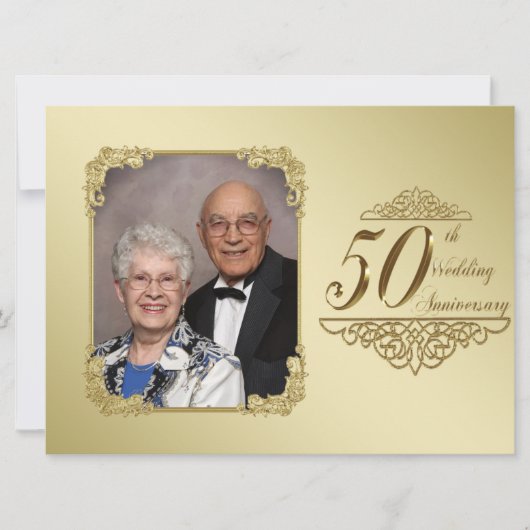 50周年記念写真結婚招待状カード 招待状 (正面)