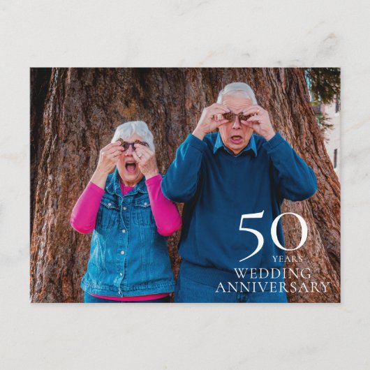 50周年記念写真結婚日付を保存 案内ポストカード (正面)