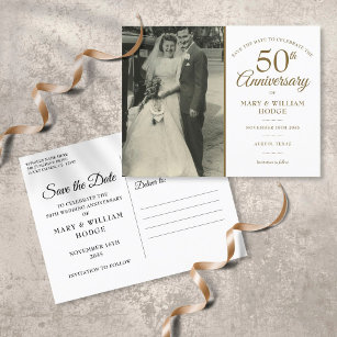 50周年記念写真結婚日付を保存 案内ポストカード