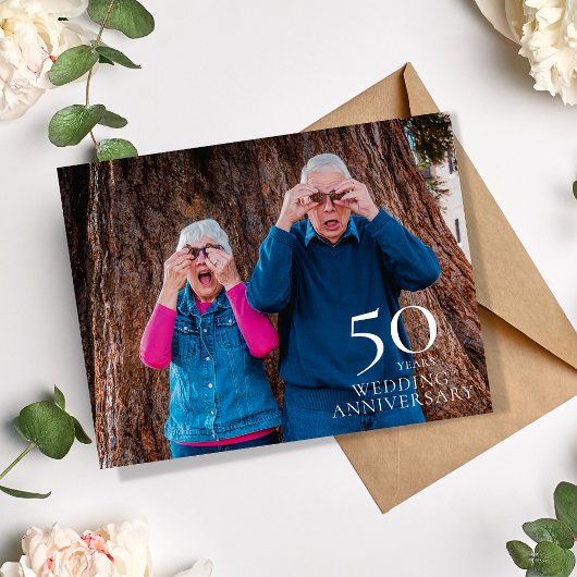 50周年記念写真結婚日付を保存 案内ポストカード