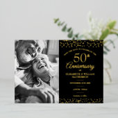 50周年記念写真結婚日付を保存 箔招待状 (立ち正面)