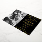 50周年記念写真結婚日付を保存 箔招待状 (回転した状態)