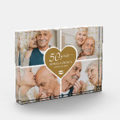 50周年記念写真結婚金ゴールドグリッターハート フォトブロック (左)