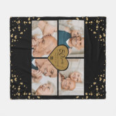 50周年記念写真結婚金ゴールドグリッターハート フリースブランケット (正面(横))