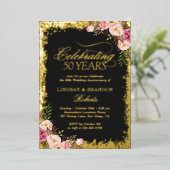 50周年記念写真結婚金ゴールドグリッター 箔招待状 (立ち正面)