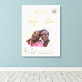 50周年記念写真結婚金ゴールドバラ キャンバスプリント (インサイチュ (ウッドフロア))