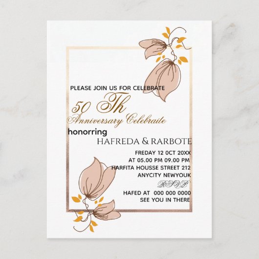 50周年記念招待状グリーンリー結婚ズ・アニ シーズンポストカード (正面)