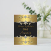 50周年記念招待状 エレガント ブラック ゴールド 3 招待状 (スタンド正面)