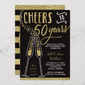 50周年記念招待状、フェイクグリッター/フォイル 招待状 (正面/裏面)