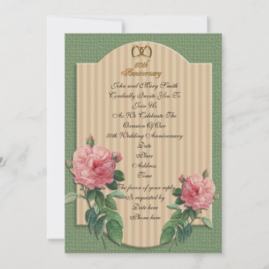50周年記念招待状 ヴィンテージローズ 招待状 (正面)