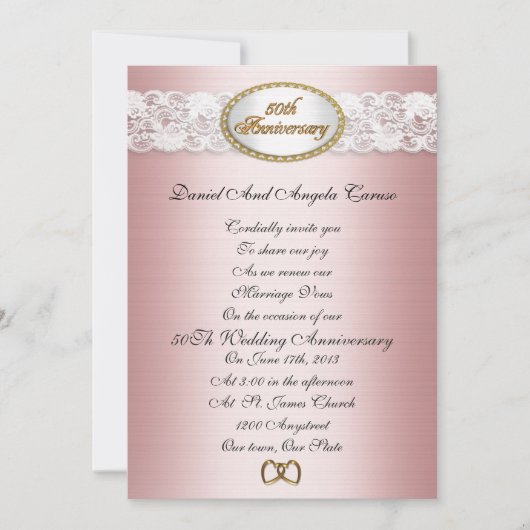 50周年記念招待状 伝統的 招待状 (正面)