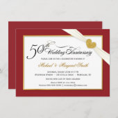 50周年記念招待状 - 赤と金 招待状 (正面/裏面)