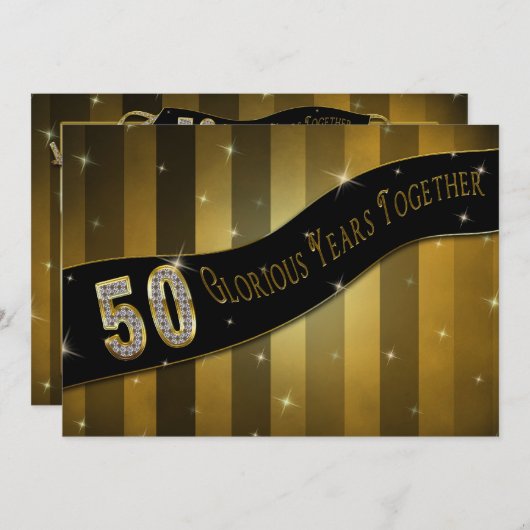 50周年記念招待状 - 輝かしい年数 招待状 (正面/裏面)