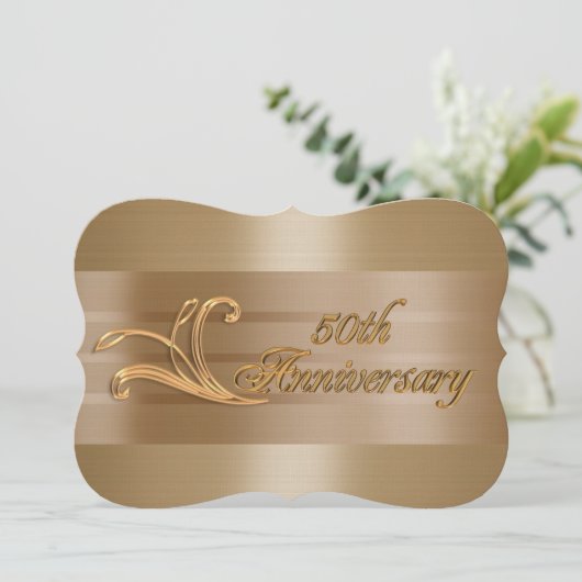 50周年記念招待 エレガントゴールド 招待状 (スタンド正面)