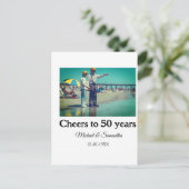 50周年記念日おめでとう　名前　写真　日付を入れて ポストカード (スタンド正面)