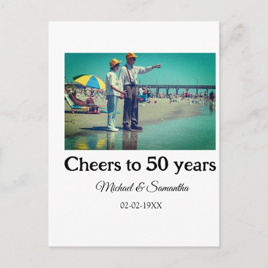 50周年記念日おめでとう　名前　写真　日付を入れて ポストカード (正面)