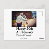 50周年記念日おめでとう　名前　写真　日付を追加 ポストカード (裏面)