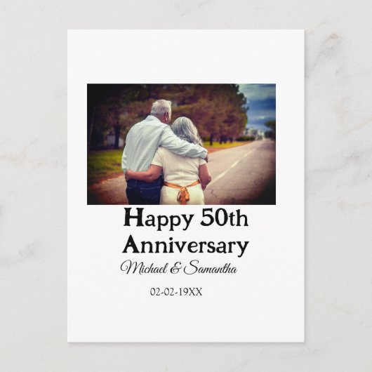 50周年記念日おめでとう　名前　写真　日付を追加 ポストカード (正面)