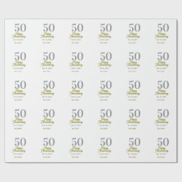 50周年記念日お名前入りシルバーゴールドデザイン ラッピングペーパー