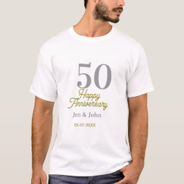 50周年記念日お名前入りシルバーゴールドデート Tシャツ
