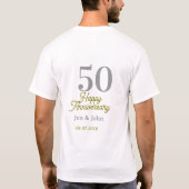 50周年記念日お名前入りシルバーゴールドデート Tシャツ (裏面)