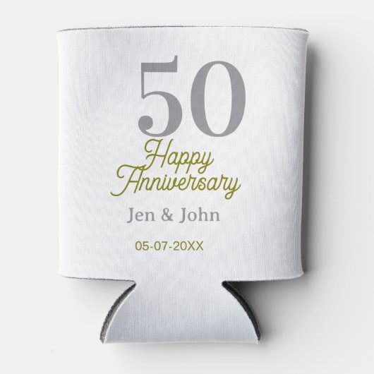 50周年記念日お名前入りシルバーゴールド 缶クーラー (正面)