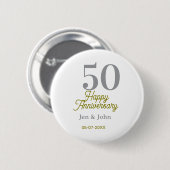 50周年記念日お名前入り記念日 シルバー ゴールド 日付  缶バッジ (正面&裏面)