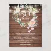 50周年記念日お知らせカード　ラスティックフラワー 案内ポストカード (正面)