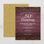 50周年記念日 保存日付 ゴールドハート ラスティック ポストカード (正面/裏面)
