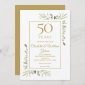 50周年記念日 緑の葉のデザインを変更 招待状 (正面/裏面)