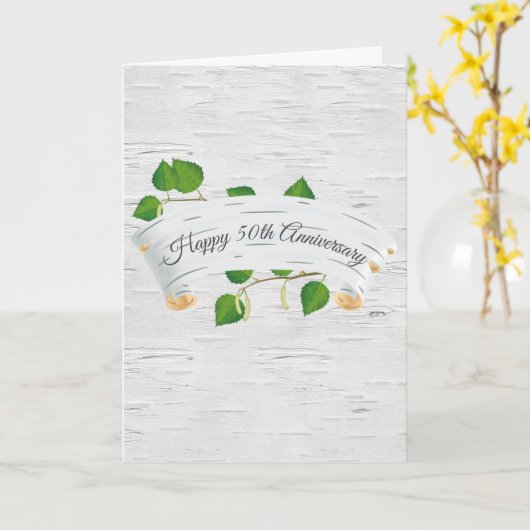 50周年記念樺の木ツリースクロール カード (黄色い花)