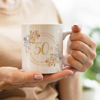 50周年記念水彩花輪 コーヒーマグカップ