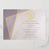 50周年記念祝賀 ゴールドフレーム ミュートプラム 箔招待状 (正面)