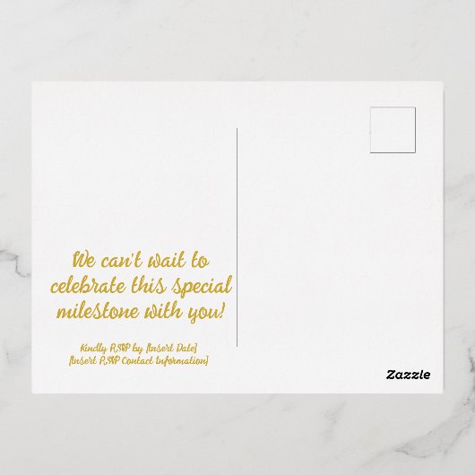 50周年記念箔押し招待状ポストカード 箔招待状ポストカード (裏面)