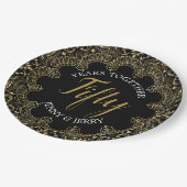 50周年記念紙プレートと金ゴールドアクセント ペーパープレート (アングル)