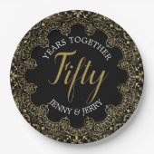 50周年記念紙プレートと金ゴールドアクセント ペーパープレート (正面)