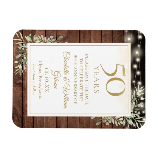 50周年記念素朴木材の日付を保存 マグネット (横)