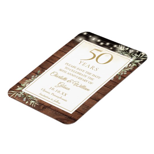 50周年記念素朴木材の日付を保存 マグネット (左側)