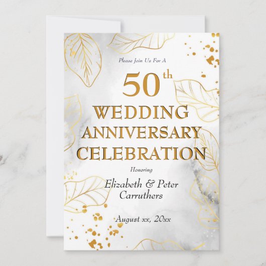 50周年記念結婚お祝いゴールデンパーティー 招待状 (正面)