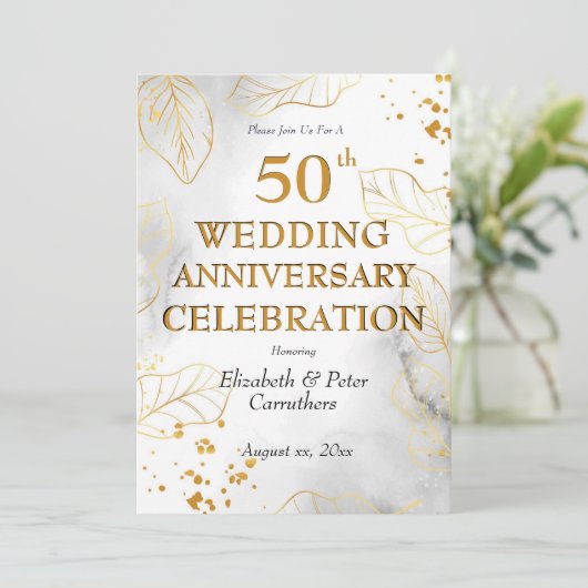 50周年記念結婚お祝いゴールデンパーティー 招待状 (スタンド正面)