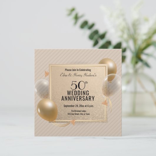 50周年記念結婚お祝いゴールデン 招待状 (スタンド正面)