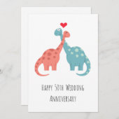 50周年記念結婚かわいい恐竜カード (正面/裏面)