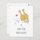50周年記念結婚かわいい恐竜カード ポストカード (正面/裏面)