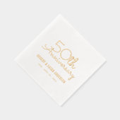 50周年記念結婚のスクリプモダント金ゴールド 箔ナプキン (右)