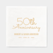 50周年記念結婚のスクリプモダント金ゴールド 箔ナプキン (正面)