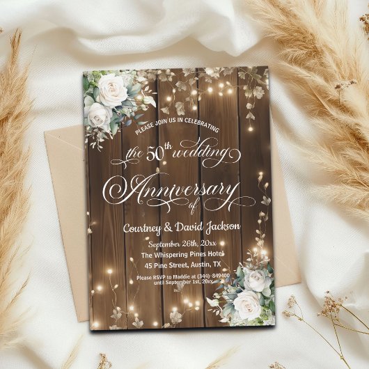 50周年記念結婚のストリングラ素朴イト 招待状